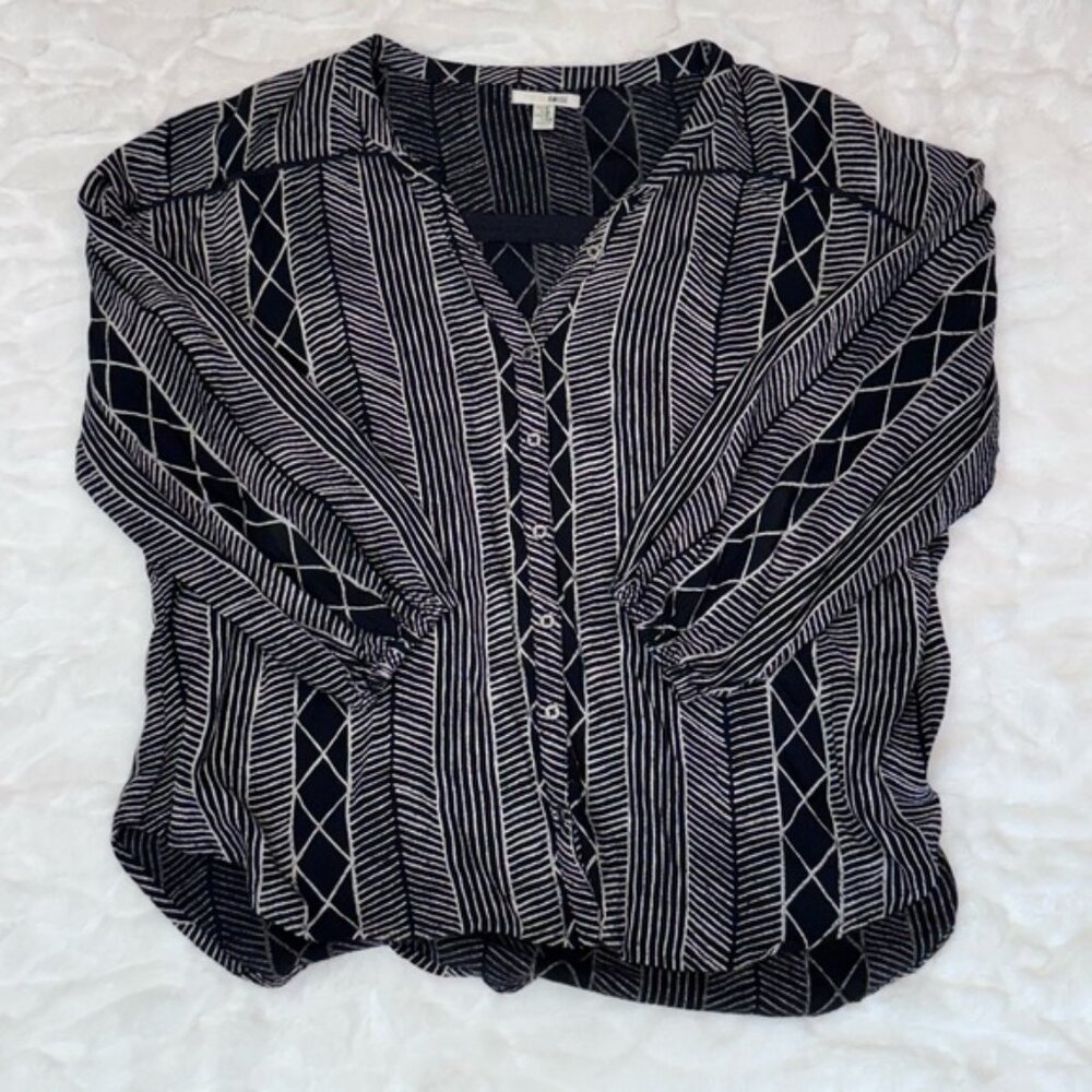 Amuse Society Black and White Geometric Women's Blouse Size medium